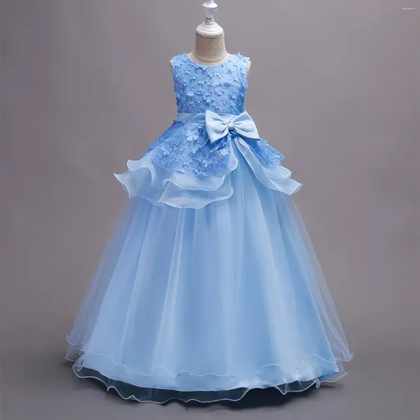 Sahne Giyim Gelinlik Çiçek Aletleri Çocuk Bead Partisi Etkinlikleri Kızlar Zarif Prenses Elbise İşlemeli Resmi
