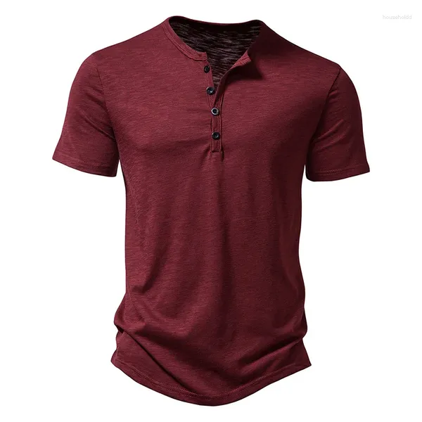 Homens camisetas Ultra-macio algodão de bambu Henley camisetas Homens 2024 Marca Slim Fit Manga Curta V Pescoço Camisa Trabalho Diário Causal Tops Tees XXL