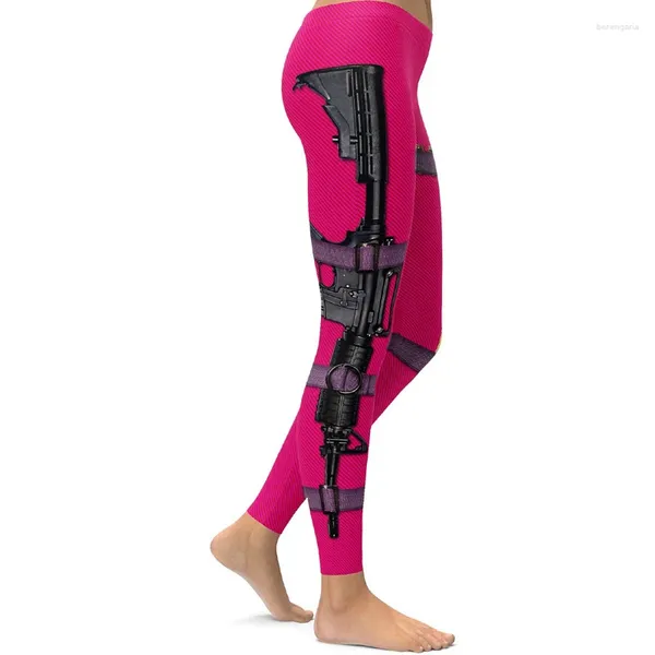 Leggings femininas equipamento de arma impressão moda mulheres sexy treino legging mulher calças de fitness