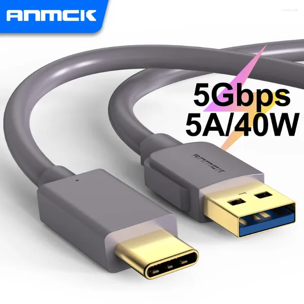 Anmck Cavo USB 3.0 5 Gbps 5A Tipo C ad alta velocità per Huawei Supercharge Cavo telefonico per caricabatterie USB-C a ricarica rapida da 40 W