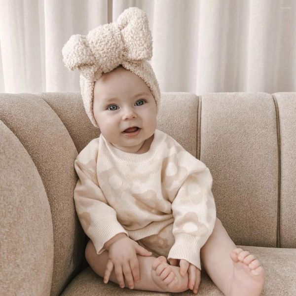 Haarschmuck Winter Baby Mädchen Stirnband Teddy Schleifen Turban Kleinkind Headwraps Kinderbänder