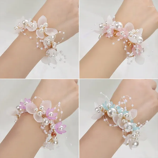 Braccialetti con ciondoli Sposa coreana Polso Fiore Bellissimo braccialetto a mano Regalo di nozze di lusso Damigella d'onore Sorella Gruppo Accessori per nastri