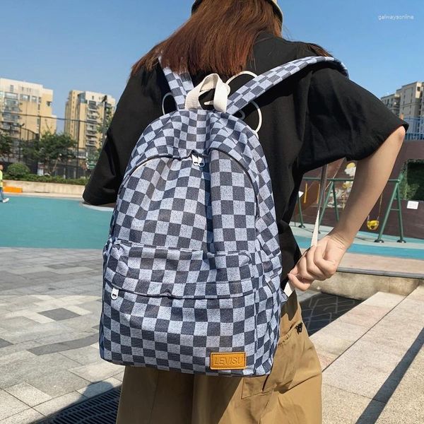 Borse da scuola 2024 Zaino per laptop unisex Jean scozzese da viaggio Borsa da spalla casual quotidiana ad alta capacità in denim Zaini da scuola in stile coreano