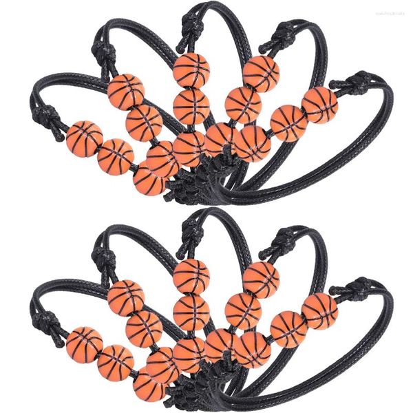 Charm-Armbänder, 10 Stück, Basketball-Armband, Sport-Thema, kompakt, dekorativ, Freundschaft, Handgelenk, verstellbares Zugseil