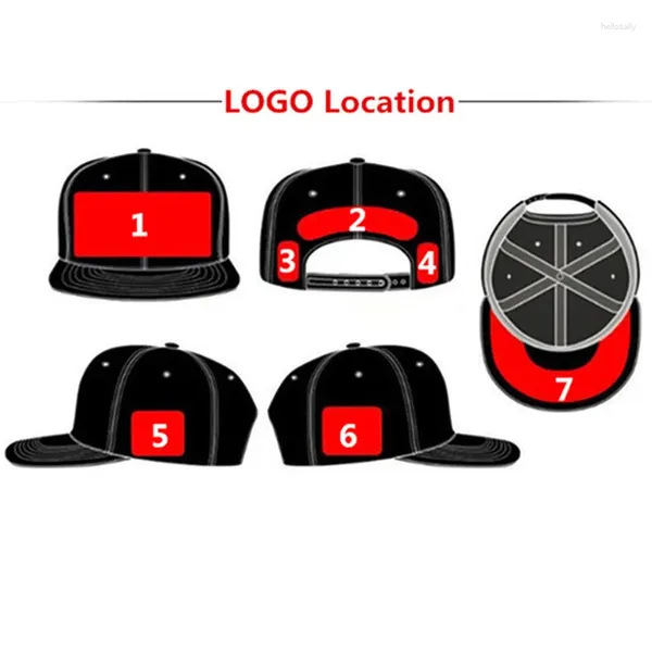 Bonés de bola Cores personalizadas Snap Back Closer dois tons 3D Texto Bordado Personalizado Logo Flat Brim Adulto Crianças Chapéus Snapback Baseball