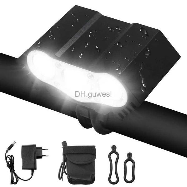 Outros acessórios de iluminação Luz de bicicleta à prova d'água LED farol dianteiro de bicicleta recarregável 4 modos de segurança noite lâmpada de ciclismo com carregador de bateria YQ240205