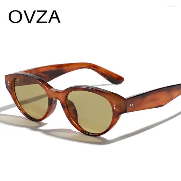 Óculos de sol OVZA Cat Eye Womens Marca Designer 2024 Retro Vintage Óculos Quadro Mens S4028
