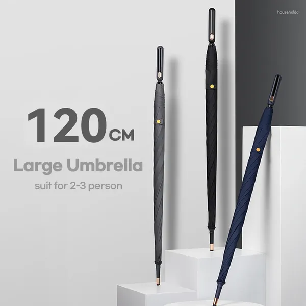 Guarda-chuvas elegante guarda-chuva de golfe luxo alça longa grande chuva para homens 133cm grande à prova de vento forte 8 costelas ao ar livre