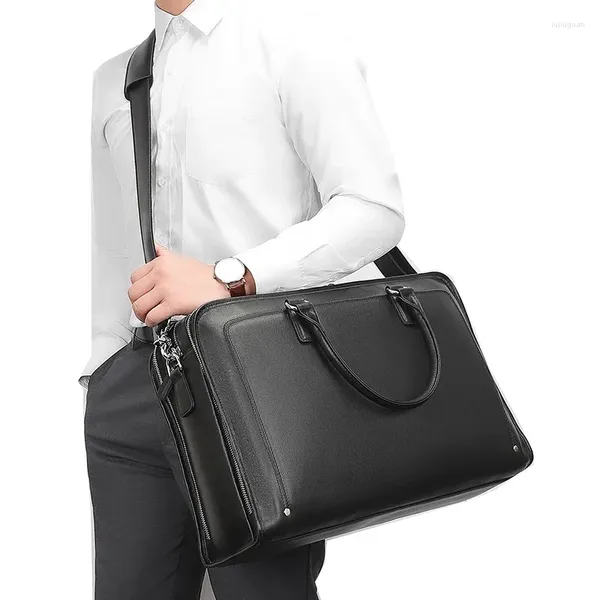 Aktentaschen Business Echtes Rindsleder Männer Messenger Bags Große Kapazität Männliche Aktentaschen 17 Zoll Laptop Büro Handtasche