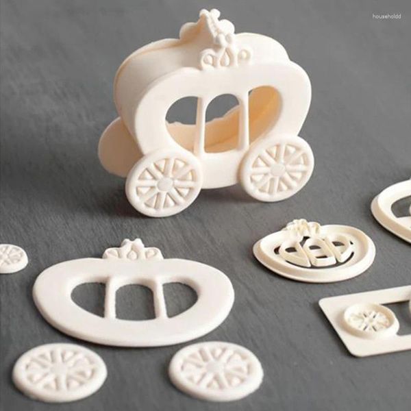 Stampi da forno 3 pezzi 3D principessa e carrozza taglierina per fondente torta di plastica/biscotto/buscuit Sugarcraft stampo strumenti per decorare torte