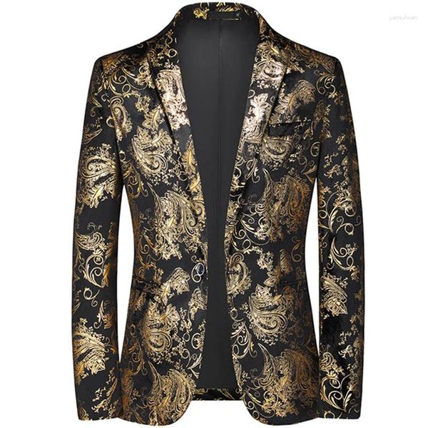 Abiti da uomo Primavera Lusso Uomo Bronzing Stampa Blazer 2024 Slim Wedding Nightclub Party Dress Abbigliamento uomo Giacche Plus Size 6XL-M