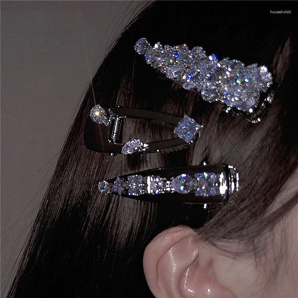 Grampos de cabelo 2024 Moda Coreana Fada Brilhante Cristal Elegante Bling Doce Declaração Pins para Mulheres Acessórios Jóias