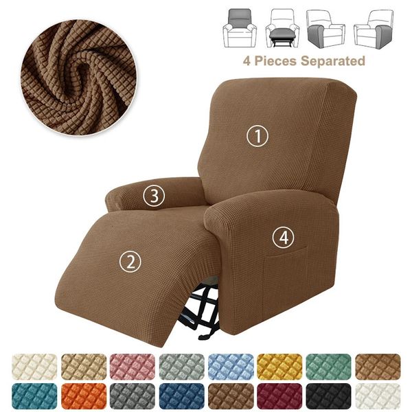 Capa de cadeira reclinável dividida grossa antiderrapante polar velo único sofá capas para sala de estar preguiçoso menino relaxante poltrona slipcovers 240119