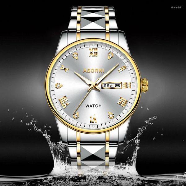 Наручные часы Продажа стальных полосок Мужские часы Кварцевые модные сплавные водонепроницаемые деловые