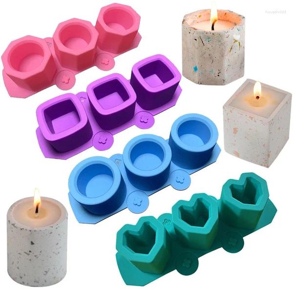 Handwerk Werkzeuge DIY Kerze Tasse Silikon Form 3 Löcher Blumentopf Gips Zement Runde Quadratische Eis Herstellung Hause Dekoration