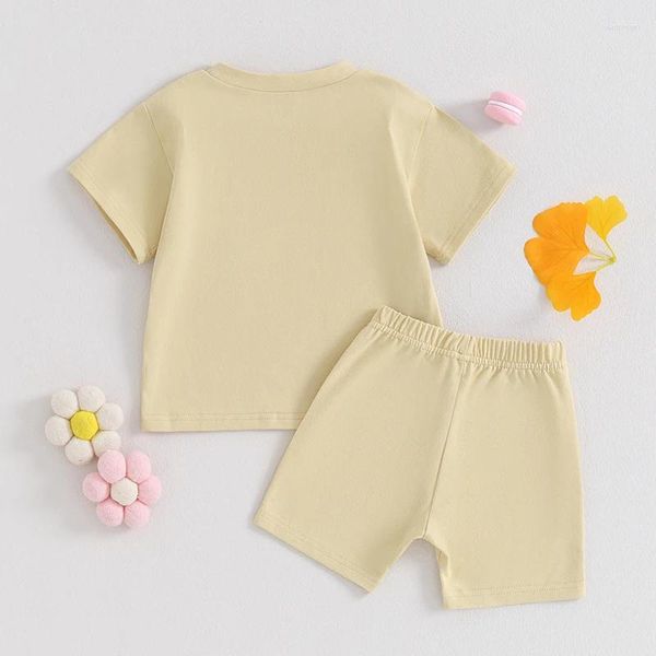 Set di abbigliamento Vestiti per neonata Completi estivi per bambini Club Stampa Pantaloncini T-shirt a maniche Set Tuta da 2 pezzi