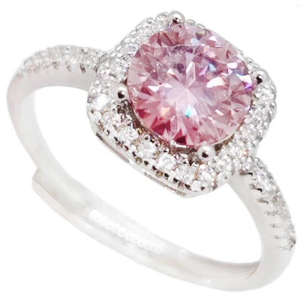 Кольца кластера Классическое обручальное кольцо из белого золота 18 карат, серебро 925 пробы, розовый муассанит для свадьбы, женский подарок на день рождения