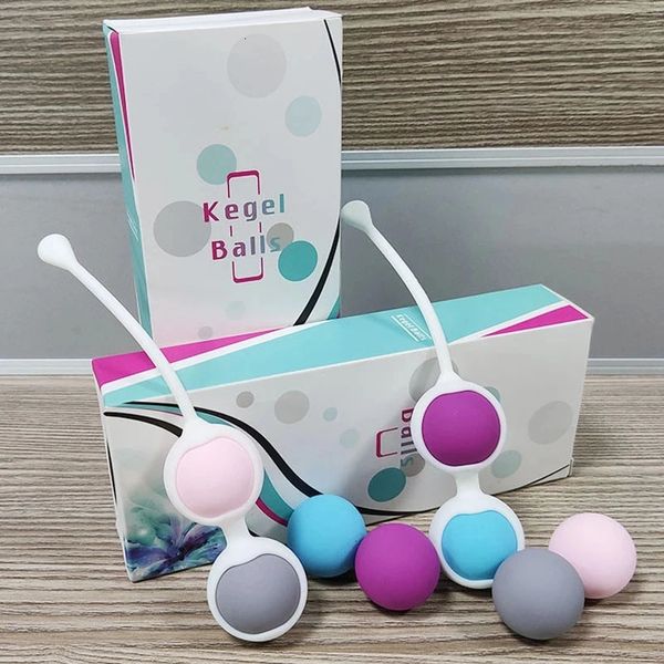 Set di palline Kegel in silicone Geisha Ben Wa Esercizio per il rafforzamento della vagina vaginale Giocattolo intimo del sesso con sfera di metallo incorporata per le donne 240202