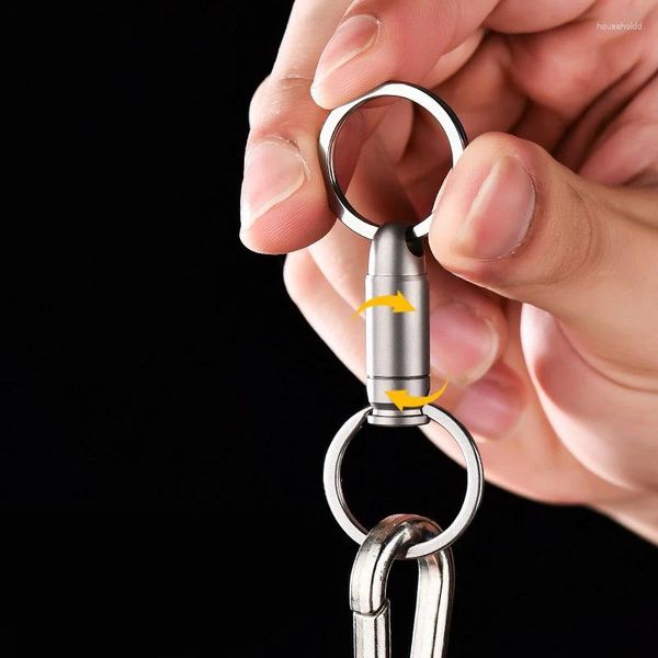 Anahtarlık Titanyum Alaşım Üst düzey Hızlı Bırakma Açık Keychain Erkeklerin Kurşun şeklindeki Dönme Bıçak Fonksiyonu ile Evrensel Araç Ana Zinciri