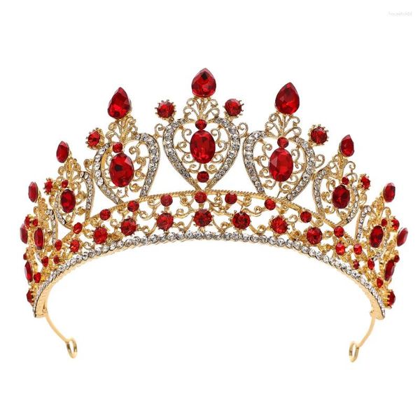 Fermagli per capelli Splendida foresta Vintage Diademi di cristallo rosso Regina reale Corona nuziale Abito da sposa Gioielli Diadema Accessori per costumi