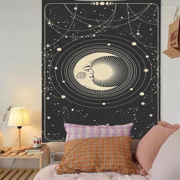 Wandteppiche Sonne und Mond Tarot Tapisserie Wandbehang Strandtuch Astrologie Bettdecke Hintergrund Home Decor Decke Vorhänge