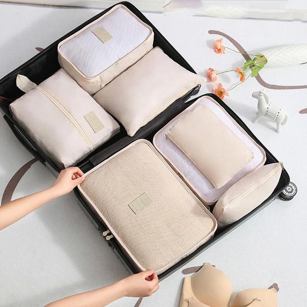 Depolama Çantaları 6/7 PCS Büyük Kapasiteli Seyahat Çantası Set Organizatör Taşınabilir Bagaj Giysileri Paketleme Kılıfları Ayakkabı Koruma Bavul