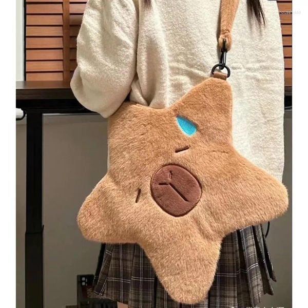 Depolama Çantaları Sevimli Capybara Peluş Sırt Çantası Crossbody Çanta Çanta Çantası Yumuşak Sıcak Okul Kızlar için Doğum Günü Noel Hediyeleri
