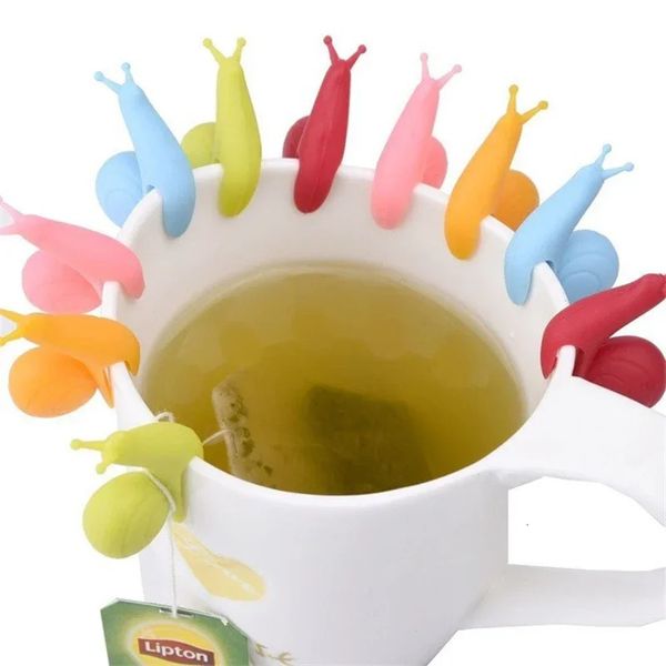 50/100 pezzi porta bustine di tè in silicone lumaca tazza da cucina tazza infusore set regalo simpatico divertimento 240118