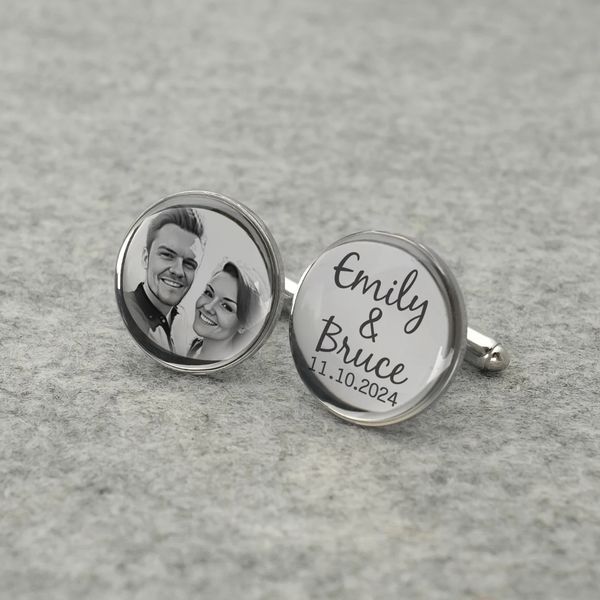 Gemelli personalizzati Po Gemelli per camicia Gemelli con ritratto personalizzato Immagine regalo commemorativo per papà Marito Bomboniere 240123