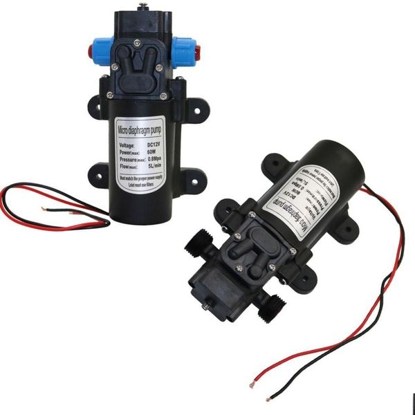 Sulama Ekipmanları DC 12V 60W Mikro Diyafram Su Pompası Bahçe Sulama Yüksek Basınç 18mm 1/2 Erkek İplik Arayüzü Kendi Primin DHSVR