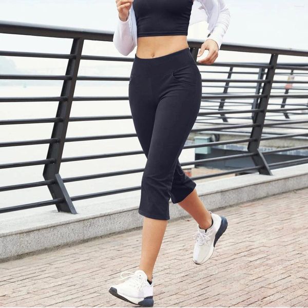 Pantaloni da donna Casual Comodi Tasche per Yoga Leggings a Vita Alta Pantaloni da Allenamento Ciclismo Corti da Jogging Elasticizzati