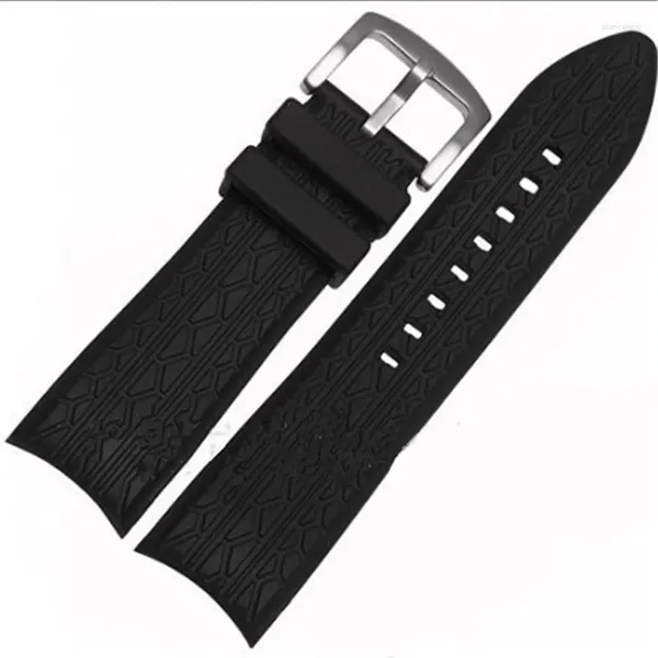 Cinturini per orologi Cinturino in silicone nero di fascia alta da 24 mm per bracciale Porsche Design P6612 Cinturini per cinturino di ricambio