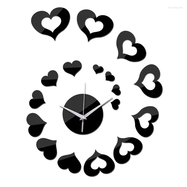 Настенные часы 3d Diy акриловые зеркальные часы любовь наклейка краткий дизайн декоративные кварцевые иглы для гостиной