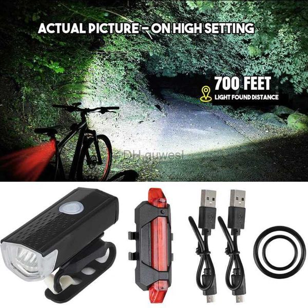 Altri accessori di illuminazione Luci per bicicletta per bici Luci per bici da strada ricaricabili tramite USB Faro anteriore a LED Fanale posteriore posteriore Torcia per bicicletta Set di lampade per ciclismo YQ240205