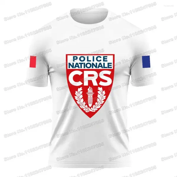 Erkekler Tişörtleri Fransız Ulusal Polis Gömlek Fransa Crs Açık Mekan Teknik Fitness Giyim Eğitimi Üstler MTB Jersey Çalışma Spor giyim