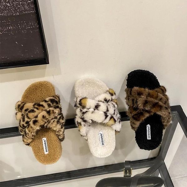 Chinelos Zookerlin Inverno Mulheres Casa Interior Casual Fuzzy Feminino Flip Flops Fluffy Sapatos Cross Slides Senhoras Soft Plush