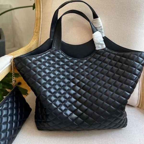 Icare Maxi shopping oversize Borsa tote borse firmate 2 dimensioni attacca mini Portafoglio in pelle di agnello trapuntata borsa da viaggio da donna Borsa a tracolla borse shopper Nero 10A