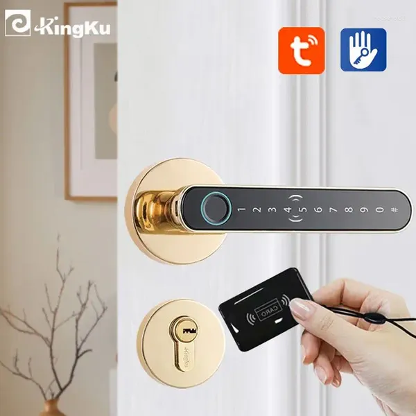 Maniglia per porta con impronta digitale Smart Lock per appartamento domestico con chiave magnetica Tastiera digitale Accesso senza chiave elettronico