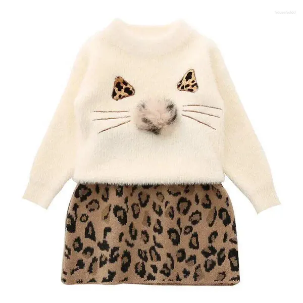 Conjuntos de roupas Melario Meninas Inverno Crianças Roupas Knited Sweater Tops Saia 2 Pcs Terno Casual Crianças Outfits Xmas Costume