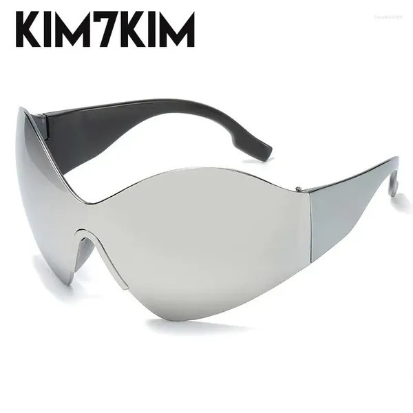 Sonnenbrille Steampunk Übergroße Frauen Y2K Maske Schmetterling Sonnenbrille für Männer 2000er Jahre Marke Designer Shield Brillen Randlose Schutzbrille