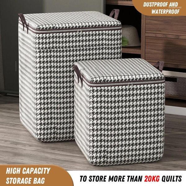 Sacos de armazenamento Houndstooth Roupas Sapatos Colcha Nãotecidos Recipiente Viagem Eletrodoméstico para Quarto Prevenção de Poeira Moistureproof