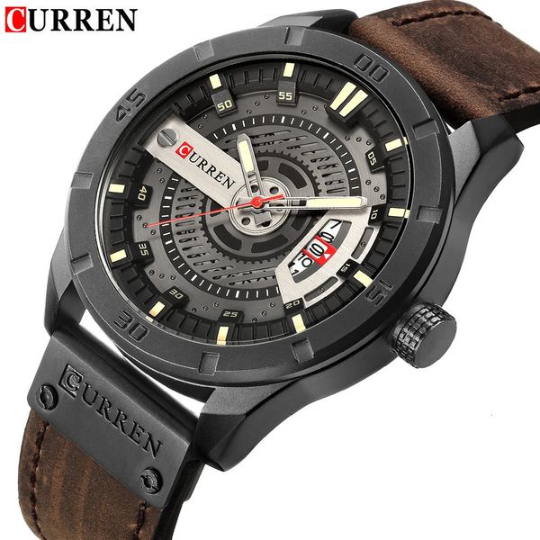 Luxusuhr Marke CURREN Männer Militär Sportuhren Herren Quarz Datum Uhr Mann Casual Leder Handgelenk Relogio Masculino 240130