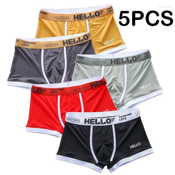 Cuecas 5 pçs/lote moda boxer calcinha masculina roupa interior verão gelo seda respirável masculino boxers shorts cuecas masculinas homem calzoncillos