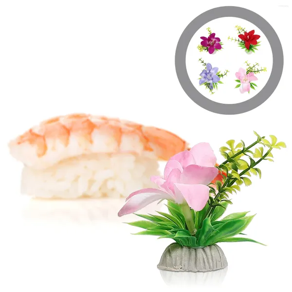 Fiori decorativi 4 pezzi Pianta Sushi Decorazione Fiore El Forniture Piatto Decori Piatto Piante Ornamenti Piante grasse vive