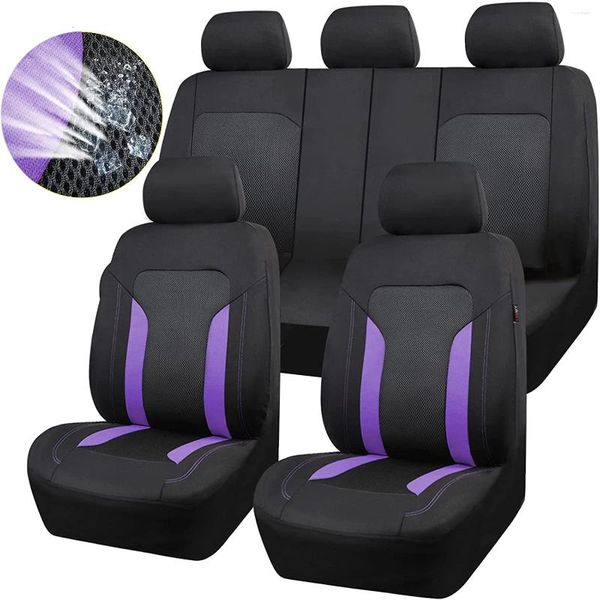 Coprisedili per auto AUTO PLUS Tessuto universale viola Airmesh con spugna da 3 mm Accessori donna Protezione interna