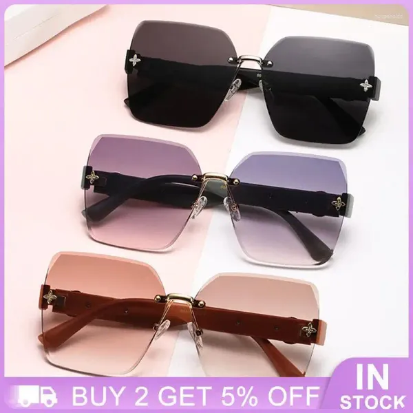 Sonnenbrille, rahmenlos, für Damen, UV-Schutz, Sonnenschutz, Farbverlauf, Brille, Radfahren, Vintage, trendig, quadratisch, Katzenauge