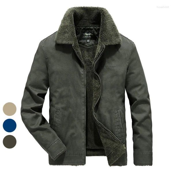 Jaquetas masculinas 2024 lã quente jaqueta grossa moda casual casaco à prova de vento homens outono outwear táticas militares inverno