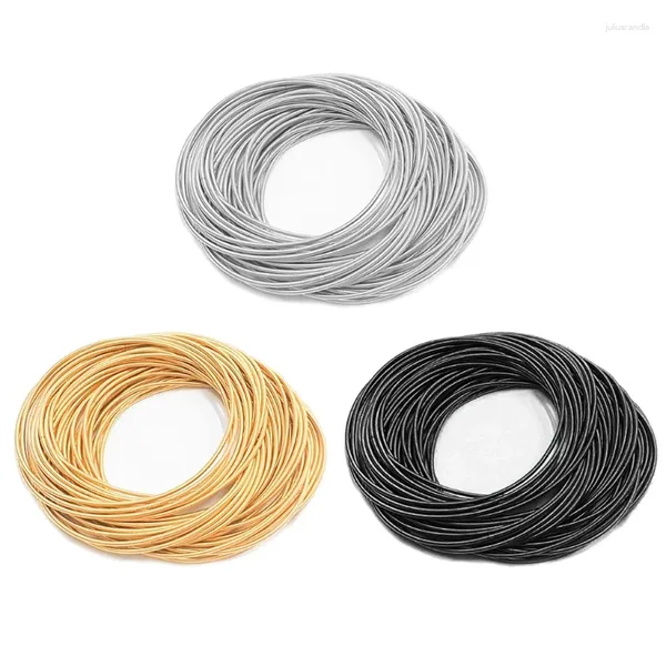 Braccialetti a maglie Bracciale a molla ricoperto d'oro con perline Fai da te a spirale in acciaio al carbonio