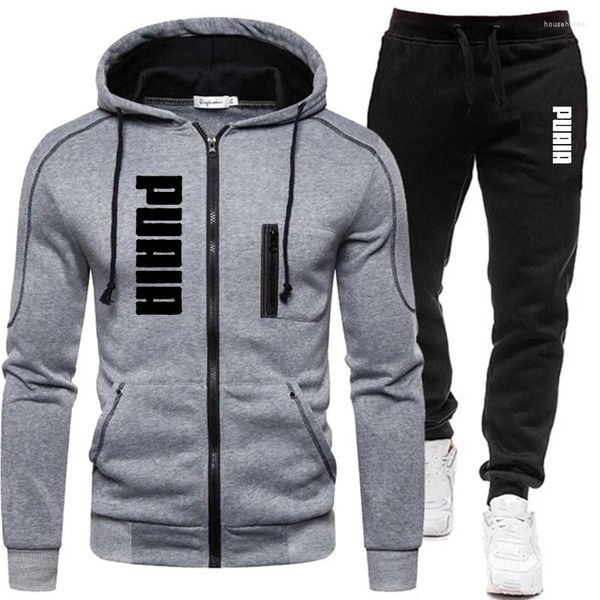 Männer Trainingsanzüge Trainingsanzug Casual Jogging Anzug Outdoor Set Zipper Hoodies Schwarz Sweatpant 2Pcs 2024 Frühling Mode Streetwear