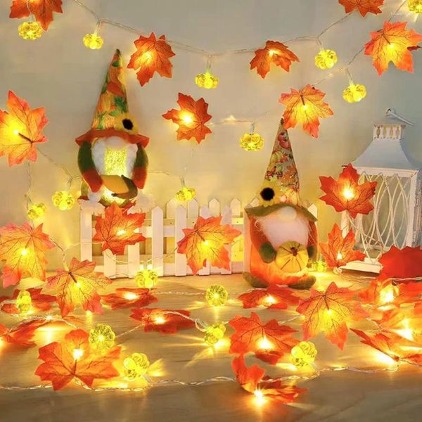 Cordas 1.5/3m Artificial Maple Leaf Folhas LED Luz String Lanterna Garland Home Party DIY Deco Halloween Ano Decoração de Natal